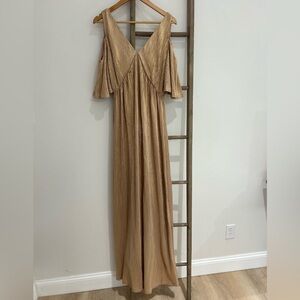 Hoss Intropia Formal Maxi Gold Metallic Dress Holiday Christmas Women Size 4 NWT